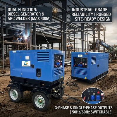 ワイヤーフィーダー付き移動シャーシホイール450A DC Mig溶接機 500アンペアディーゼル溶接機ジェネレーター