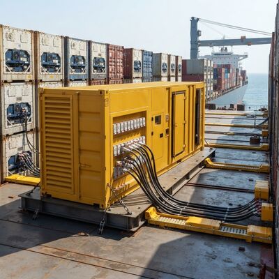 冷蔵船 パワーパック 20pcs リファーソケットプラグジェネレーター 350 kW 海洋型 ディーゼル リファーコンテナのためのゲンセット